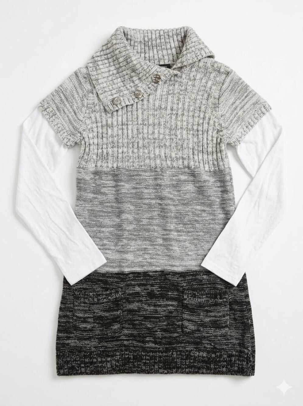 🔺️Colorblock Cowl Neck Long Sleeve Dress Girl's XLarge